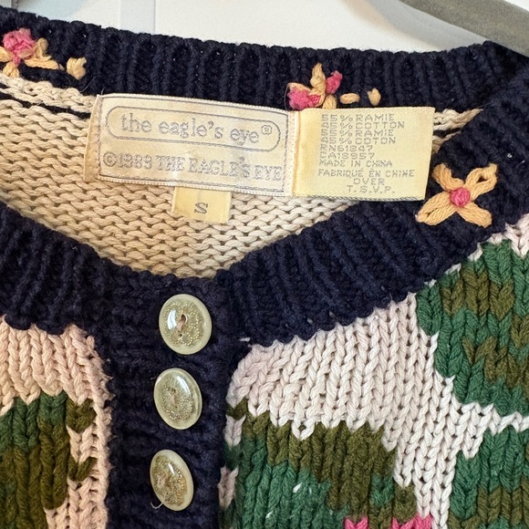 Vintage 1989 The Eagle's Eye Floral Cottagecore Embroidered Sweater | Size S - Picture 4 of 5